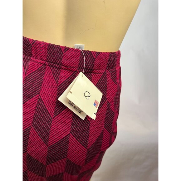 St. John Collection Cranberry/Black Chevron Wool & Rayon Skirt K716335 Size 4 - Picture 13 of 13